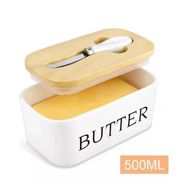 Ceramic Butter Dish with Knife