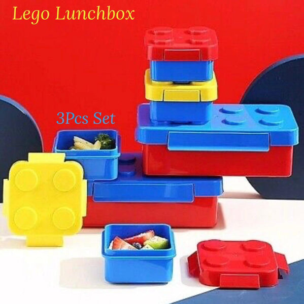 Lego Shaped Lunch Box Set 3 Piece