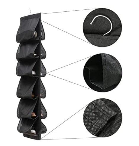 Pocket Shoe Organiser - Black