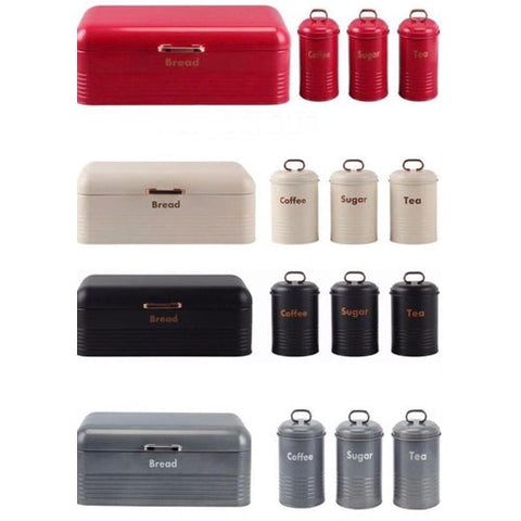 Bread Bin and Canister Set Rose Gold Handle